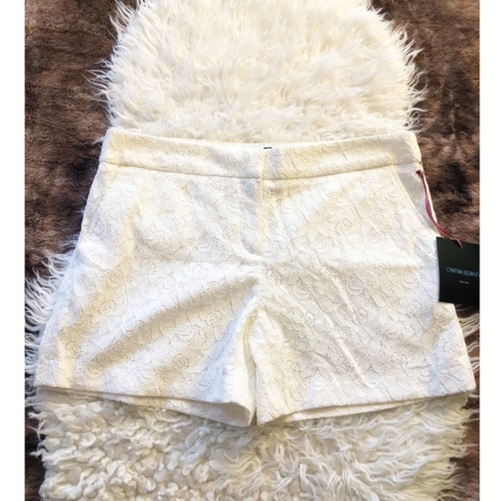 New Cynthia Rowley White Floral Lace Embroidered Dress Shorts 6